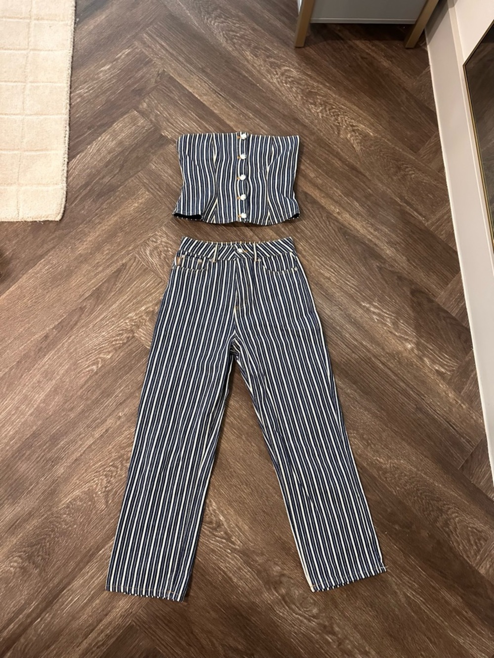 GANNI Striped Top & Pant Set